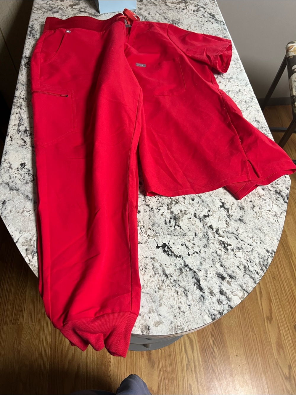 Figs Women's Red Track Pants & Scrub Top Set